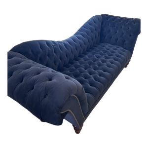 Upholstered Black Tufted Sofa & Ottoman