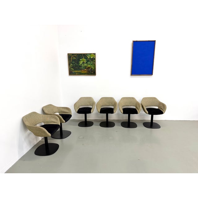 Maison Lecan presents this series of six swivel armchairs with organic shells, produced in the 1990s in the formal...