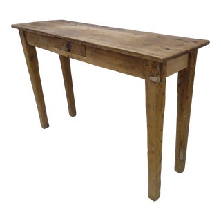 Antique Rustique Distressed Pine Console Table For Sale
