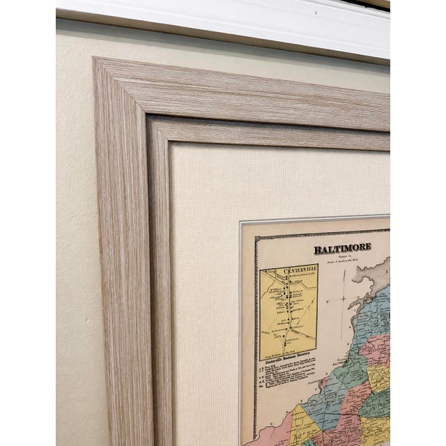 Baltimore Hundred Sussex County Delaware Original Map | Bethany & Rehoboth Beach | Beers & Pomeroy, 1868 | Custom Framed For Sale - Image 6 of 6