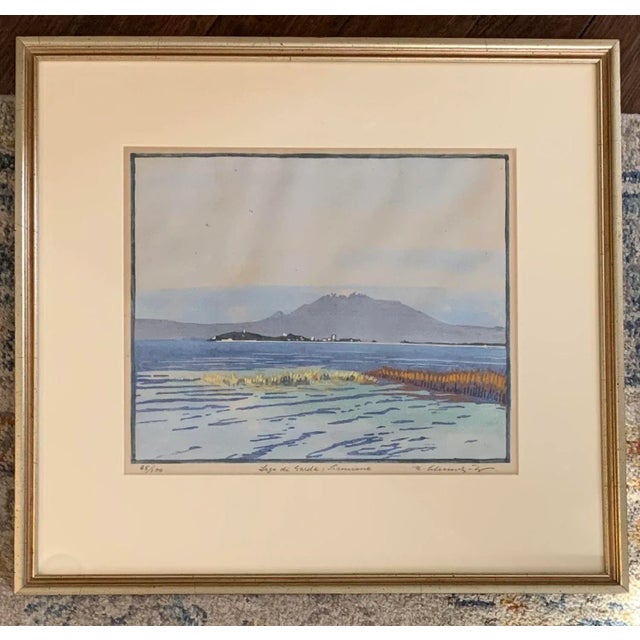 Vintage Signed and Numbered Handmade Italian Color Print of Lake Sarda For Sale - Image 11 of 11