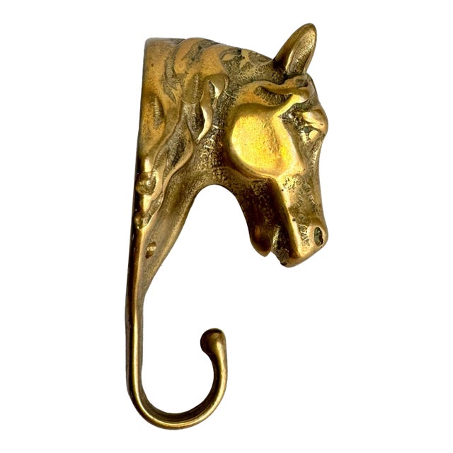 Mid Century Brass Horse Head Wall Hook Western Equestrian For Sale