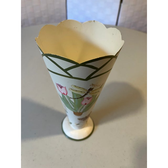 Mid 20th Century Tole Hand Painted Vase For Sale - Image 4 of 12