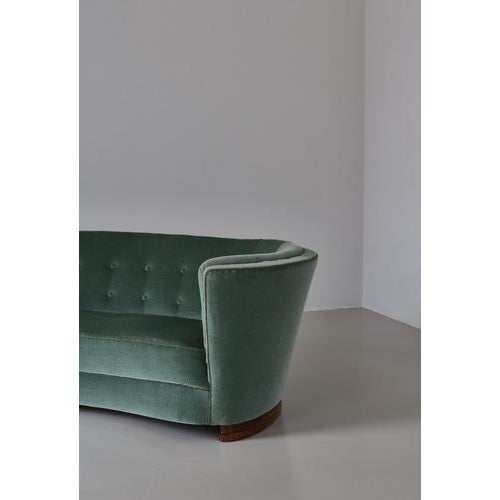 1940s Large Danish Sofa in Green Velvet, 1940s For Sale - Image 5 of 15