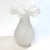 Mid-Century Modern Rare White Frosted Glass Vase With Eye-Catching Ruffled Top Circa 1980s For Sale - Image 3 of 13