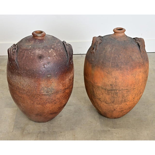 19th Century Pair of French 19th Century Massive Ceramic Olive Oil Jars For Sale - Image 5 of 18