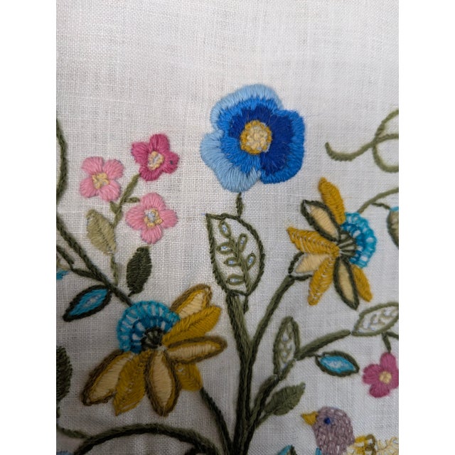 Vintage Crewel Bird Floral Textile Art Framed For Sale - Image 9 of 9