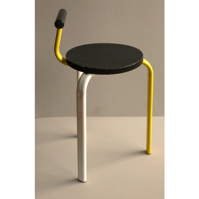 Vintage Stool with Backrest, 1980s For Sale - Image 3 of 8