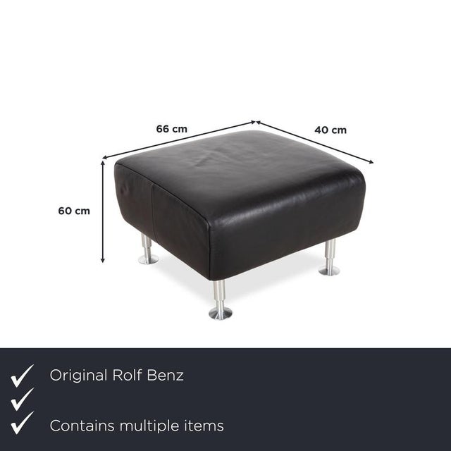 Modern Set of 250 Lounge Chair and Ottoman in Black Leather from Rolf Benz For Sale - Image 3 of 18