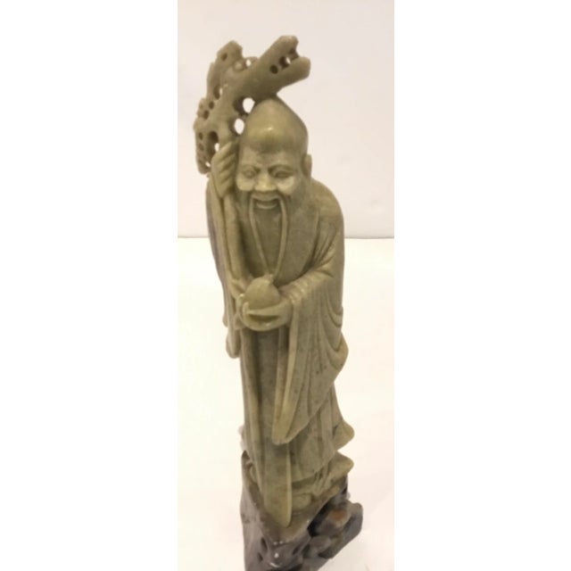 Asian Vintage Craved Jade Sculpture of a Man For Sale - Image 3 of 5