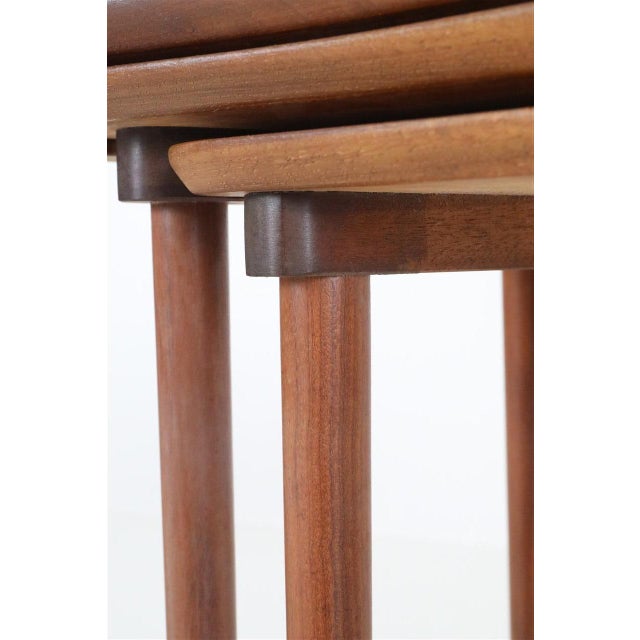 Brown Danish Asymmetrical Teak Nesting Tables, 1960s, Set of 3 For Sale - Image 8 of 16