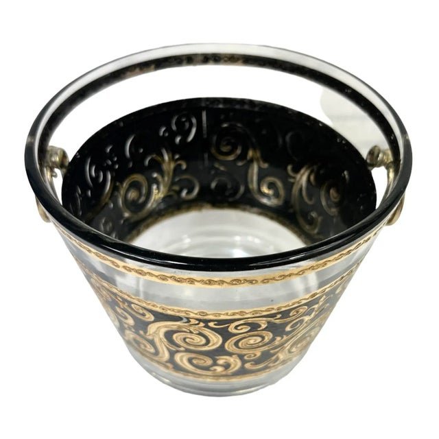 1960s Culver Ebony Baroque Glass Ice Bucket For Sale - Image 6 of 9