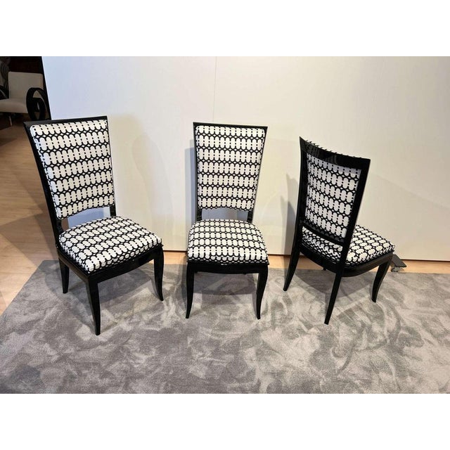 High Back Black Lacquered Dining Chairs, Set of 6 For Sale - Image 15 of 18
