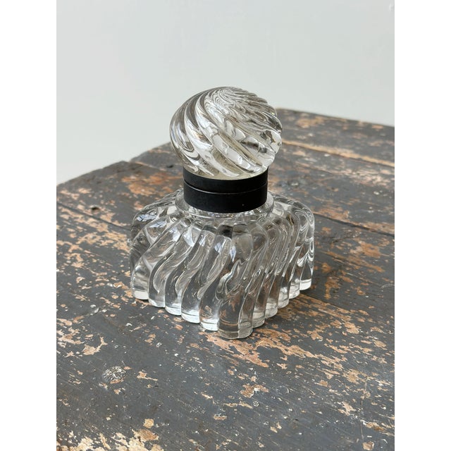 Baccarat Vintage Swirling Cast Glass + Metal Inkwell, Circa Late 19th - Early 20th Century For Sale - Image 4 of 13