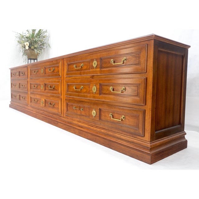 Mid-Century Modern Baker 10' Extra !Long! 9 Drawers Campaign Directoire Style Credenza Dresser MINT For Sale - Image 3 of 17