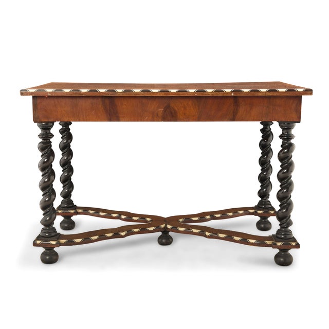 Mid 19th Century 19th-Century Dutch Baroque Revival Marquetry Table W/ Ebonized Barley-Twist Legs For Sale - Image 5 of 12