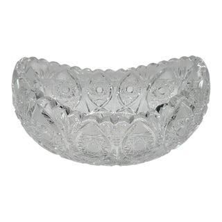 Vintage American Brilliant Style Cut Crystal Serving Bowl For Sale