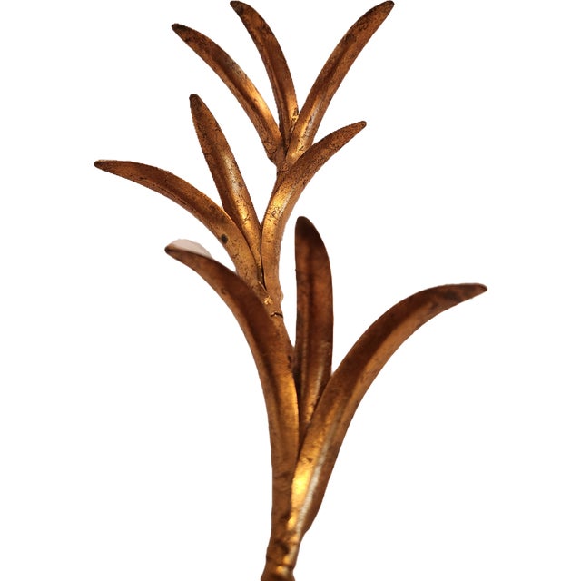 Italian Floral Hand-Forged Gilded Florentine Wall Lamp, 1950s For Sale - Image 10 of 18