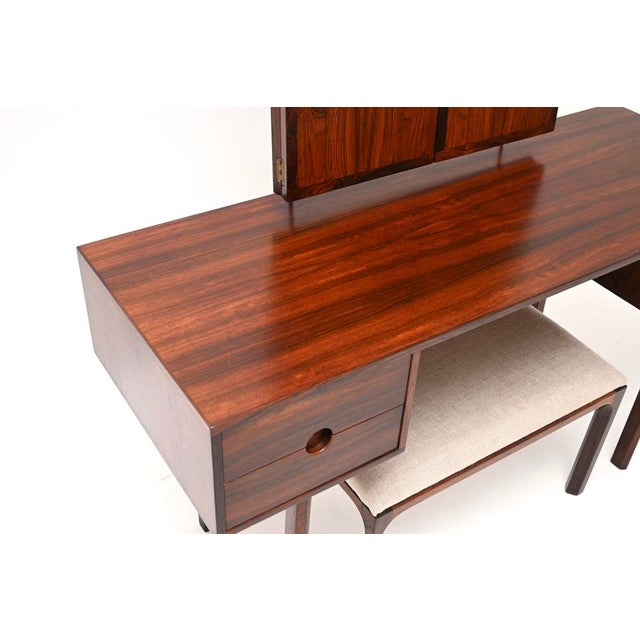 Vintage Danish Rosewood Dressing Table and Stool by Kai Kristiansen for Aksel Kjersgaard, 1960s, Set of 2 For Sale - Image 11 of 17