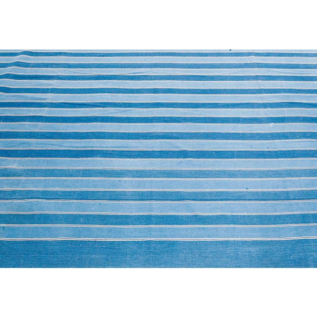 Vintage Indian Dhurrie Rug Size: 9'10" × 13'0" (299 × 396 cm) A striking example of mid-century Indian craftsmanship, this...