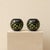 Glass Vintage Black Glass Globe Candle Holders Pair-Green Polka Dot-Mid Century Modern For Sale - Image 7 of 8