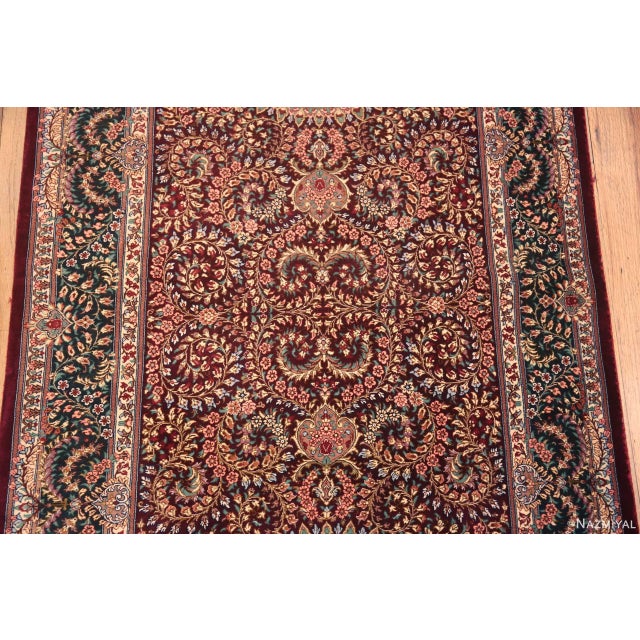 Persian Nazmiyal Collection Vintage Persian Gonbad Design Silk Qum Hallway Runner Rug For Sale - Image 3 of 6