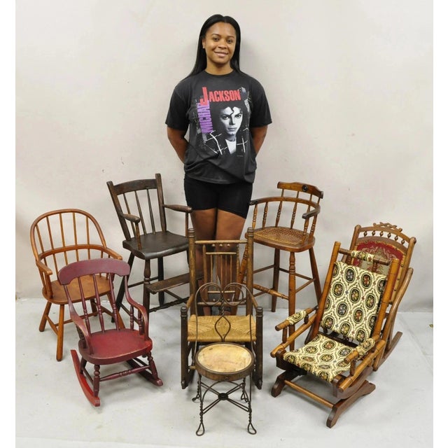 Victorian Antique Victorian Small Child's Maple Wood Platform Rocker Rocking Chair For Sale - Image 3 of 9