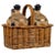 Antique Victorian English Pottery Decanters in Tantalus-Inspired Wicker Basket- 3 Pieces For Sale - Image 11 of 11
