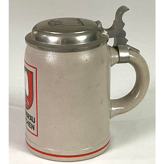 Early 20th Century Spatenbrau-Stoneware Beer Stein, With a Pewter Lid, Featuring the Logo For Sale - Image 6 of 8