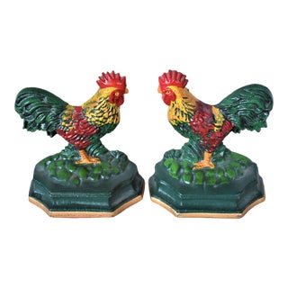 Vintage Rooster Bookends - a Pair For Sale