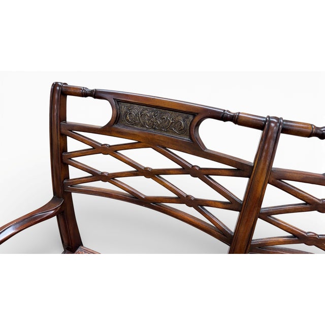 Theodore Alexander Regency Cane Seat Carved Wood Settee For Sale - Image 9 of 18