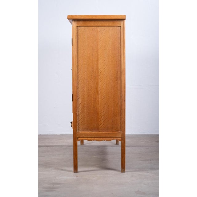 Brutalist Oak Sideboard attributed to Henning Kjærnulf, Denmark, 1960s For Sale - Image 13 of 16