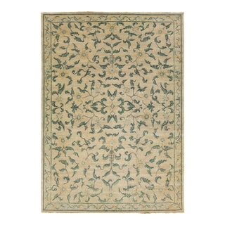 Transitional Oversized Wool Rug Handmade in Beige With Allover Design For Sale