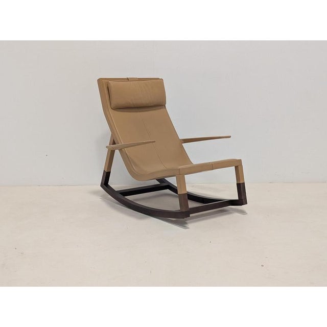Brown Dondo Rocking Chair from Poltrona Frau For Sale - Image 8 of 13