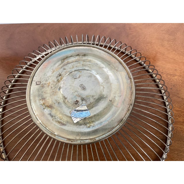 Vintage Mid Century Modern Silverplated Round Wire Bread Basket by Pm Italy 1960's For Sale In Raleigh - Image 6 of 9