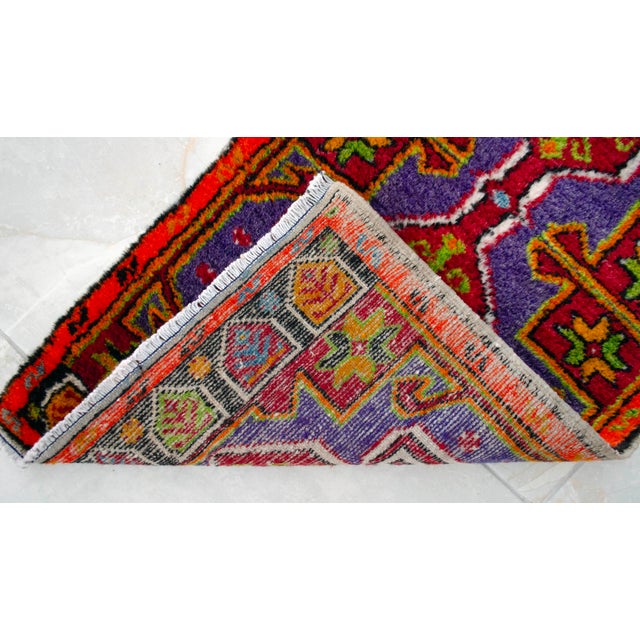 1970s Hand Made Turkish Mat Rug Small Rug Kitchen Mat Organic Wool - 1'7" X 3'3" For Sale - Image 10 of 11