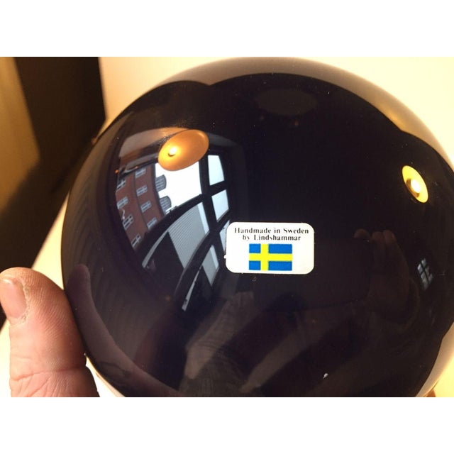 Blue Rocking Spherical Glass Vase by Birgitta Watz for Lindshammar, 1995 For Sale - Image 8 of 12