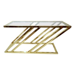1960s Unique Vintage Modern Brass Console For Sale