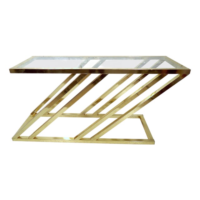 1960s Unique Vintage Modern Brass Console For Sale