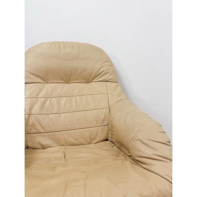 Danish Made Tan Leather Cantilever Armchair Vintage MCM by Verikon Furniture For Sale - Image 10 of 13