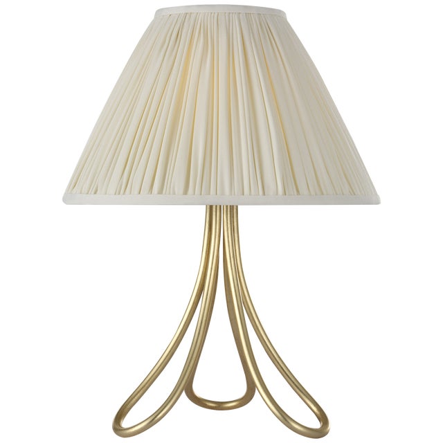 Transitional AERIN by Visual Comfort Signature Jeanne 13" Cordless Accent Lamp in Gild with Silk Pleated Shade For Sale - Image 3 of 3