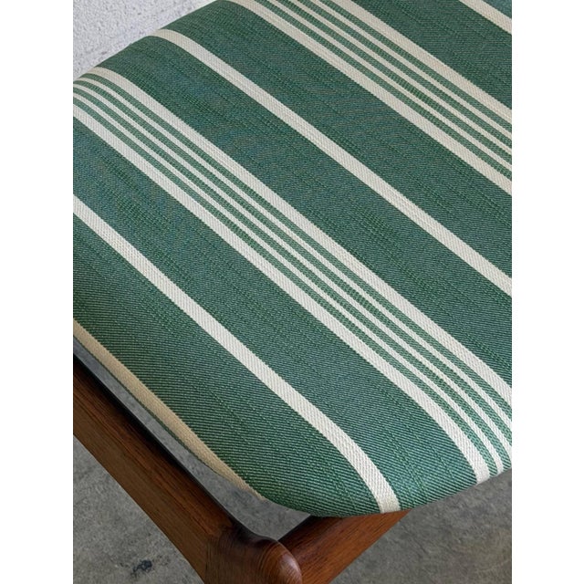 1960s In Style of Erik Buch Model 49 Teak Dining Chair Green Striped Upholstery Danish Mid-Century Modern 1960s For Sale - Image 5 of 10