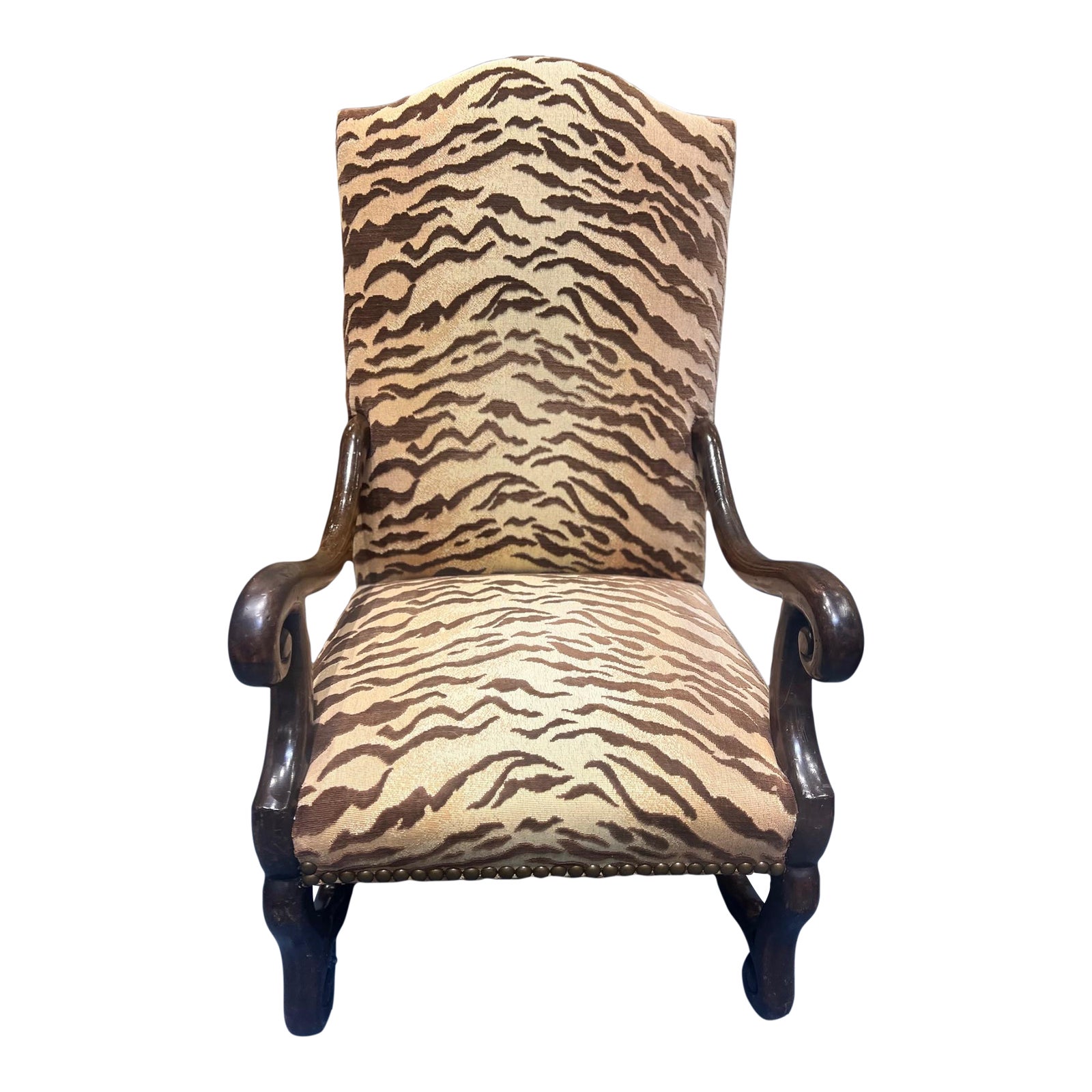1990s Oversized Tiger Print Accent Chair | Chairish