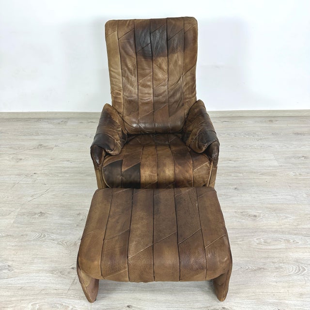 1970s De Sede Ds 50 Buffalo Leather Lounge Chair With Ottoman For Sale - Image 5 of 11