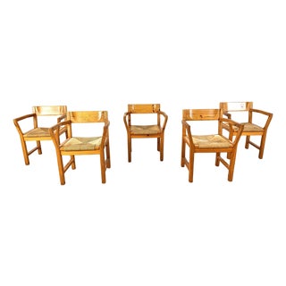 Vintage Scandinavian Pinewood Dining Chairs from GM Mobler, 1960s, Set of 5 For Sale