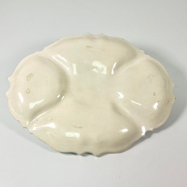 1960s Vintage Majolica Italian Nove Rose Boho Chic Oval Divided Serving Platter With Trompe L’Oeil Peaches Handle For Sale - Image 14 of 14