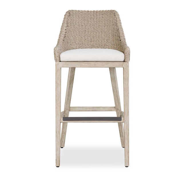 Kenneth Ludwig Chicago Paloma Outdoor Wicker Bar Stool For Sale - Image 4 of 12