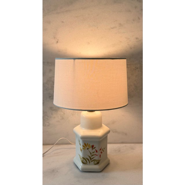Small Hand Painted Ceramic Table Lamp For Sale - Image 4 of 8