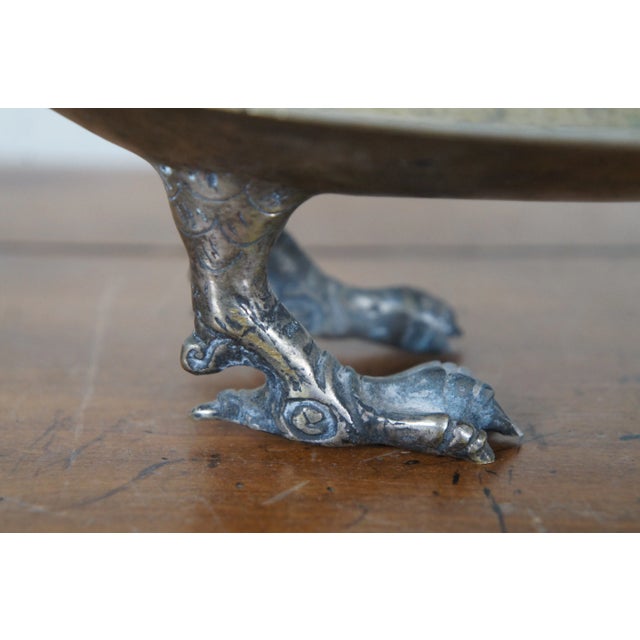 Vintage Bronze Sculptural Chinese Dragon Centerpiece Serving Tray Bowl Compote For Sale - Image 9 of 12