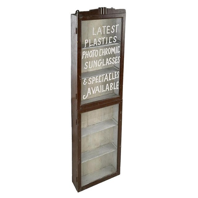 Optician Wall Display Case in Patinated Solid Wood For Sale - Image 3 of 8